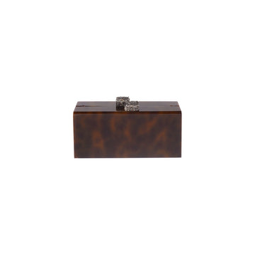 Tortoiseshell Box Clutch with Swarovski Crystal Clasps